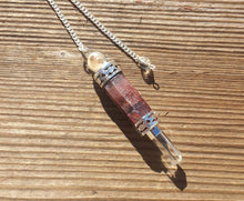 Load image into Gallery viewer, Natural RED TIGER EYE Gemstone 3 Stone Wand Pendulum (One)