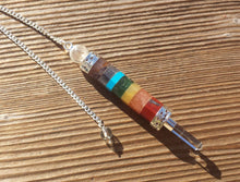 Load image into Gallery viewer, Natural 7 CHAKRA BONDED Gemstone 3 Stone Wand Pendulum (One)