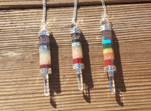 Load image into Gallery viewer, Natural 7 CHAKRA BONDED Gemstone 3 Stone Wand Pendulum (One)