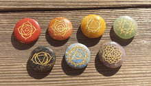 Load image into Gallery viewer, 7 CHAKRA Gemstone Engraved Disk Set
