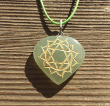Load image into Gallery viewer, 7 CHAKRA Gemstone Engraved Heart Pendant Set With Cords
