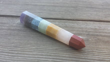 Load image into Gallery viewer, 7 CHAKRA BONDED Natural Gemstone Double Terminated Wand