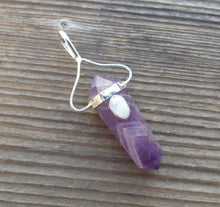 Load image into Gallery viewer, Natural AMETHYST And RAINBOW MOONSTONE Crystal D - Point Pendant Gemstone