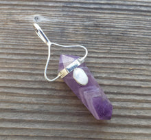 Load image into Gallery viewer, Natural AMETHYST And RAINBOW MOONSTONE Crystal D - Point Pendant Gemstone