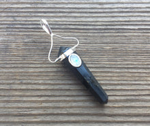 Load image into Gallery viewer, Natural BLACK TOURMALINE And Rainbow MOONSTONE Crystal D - Point Pendant Gemstone