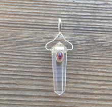 Load image into Gallery viewer, Natural CLEAR QUARTZ And GARNET Crystal D - Point Pendant Gemstone