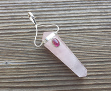 Load image into Gallery viewer, Natural ROSE QUARTZ And GARNET Crystal D - Point Pendant Gemstone