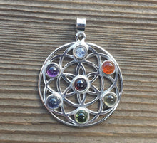 Load image into Gallery viewer, STERLING SILVER .925 PURE Silver Flower Of Life Chakra Pendant