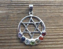Load image into Gallery viewer, STERLING SILVER .925 PURE Silver Moon And 6 Pointed Star Chakra Pendant