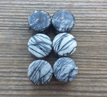 Load image into Gallery viewer, Pair of Real BLACK NET STONE (Black Net Jasper)  Plugs Gauges Body Jewelry Double Flared - Pick Size