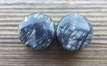 Load image into Gallery viewer, Pair of Real BLACK NET STONE (Black Net Jasper)  Plugs Gauges Body Jewelry Double Flared - Pick Size
