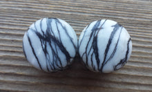 Load image into Gallery viewer, Pair of Real BLACK NET STONE (Black Net Jasper)  Plugs Gauges Body Jewelry Double Flared - Pick Size
