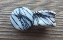 Load image into Gallery viewer, Pair of Real BLACK NET STONE (Black Net Jasper)  Plugs Gauges Body Jewelry Double Flared - Pick Size