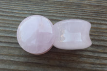 Load image into Gallery viewer, Pair of Real ROSE QUARTZ Plugs Gauges Body Jewelry Double Flared - Pick Size