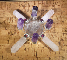 Load image into Gallery viewer, ROSE QUARTZ And AMETHYST Antenna Environment Energy Generator With Garnet Accents