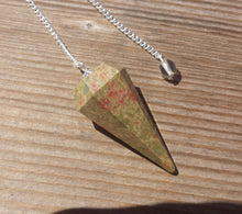 Load image into Gallery viewer, UNAKITE Natural Stone Gemstone Faceted Pendulum