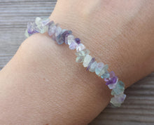 Load image into Gallery viewer, FLUORITE Natural Stone Gemstone Stretchy Chip Bracelet