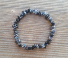 Load image into Gallery viewer, SNOWFLAKE OBSIDIAN Natural Stone Gemstone Stretchy Chip Bracelet