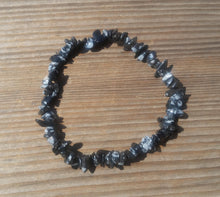 Load image into Gallery viewer, SNOWFLAKE OBSIDIAN Natural Stone Gemstone Stretchy Chip Bracelet
