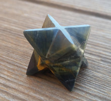 Load image into Gallery viewer, GEMSTONE MERKABA STAR Natural Blue Tiger Eye (One)