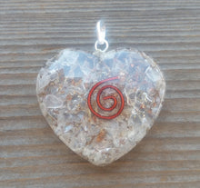 Load image into Gallery viewer, ORGONE CLEAR QUARTZ Gemstone Heart Shaped Pendant Orgone (One)