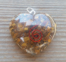 Load image into Gallery viewer, ORGONE TIGER EYE Gemstone Heart Shaped Pendant Orgone (One)