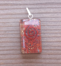 Load image into Gallery viewer, ORGONE RED JASPER Gemstone Rectangle Pendant Orgone (One)