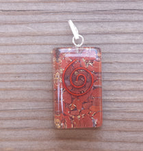 Load image into Gallery viewer, ORGONE RED JASPER Gemstone Rectangle Pendant Orgone (One)