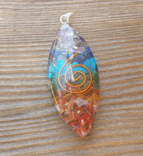 Load image into Gallery viewer, ORGONE 7 CHAKRA Layered Gemstone Eye Pendant Orgone (One)