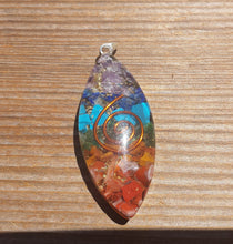 Load image into Gallery viewer, ORGONE 7 CHAKRA Layered Gemstone Eye Pendant Orgone (One)
