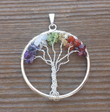 Load image into Gallery viewer, 7 CHAKRA Tree Of Life Wire Wrapped Pendant Stone Natural Gemstone