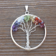 Load image into Gallery viewer, 7 CHAKRA Tree Of Life Wire Wrapped Pendant Stone Natural Gemstone