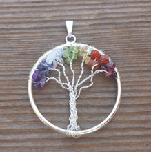 Load image into Gallery viewer, 7 CHAKRA Tree Of Life Wire Wrapped Pendant Stone Natural Gemstone