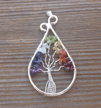 Load image into Gallery viewer, Drop/Peacock Style 7 CHAKRA Tree Of Life Wire Wrapped Pendant Stone Natural Gemstone