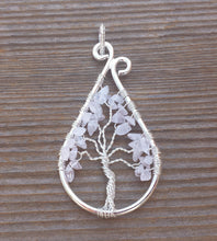 Load image into Gallery viewer, Drop/Peacock Style ROSE QUARTZ Tree Of Life Wire Wrapped Pendant Stone Natural Gemstone