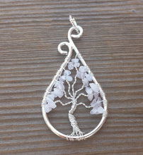Load image into Gallery viewer, Drop/Peacock Style ROSE QUARTZ Tree Of Life Wire Wrapped Pendant Stone Natural Gemstone
