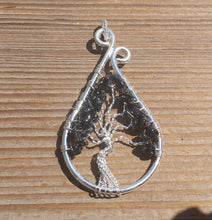 Load image into Gallery viewer, Drop/Peacock Style BLACK TOURMALINE Tree Of Life Wire Wrapped Pendant Stone Natural Gemstone
