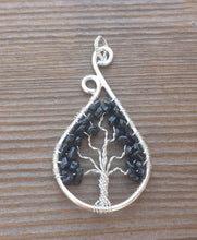 Load image into Gallery viewer, Drop/Peacock Style BLACK TOURMALINE Tree Of Life Wire Wrapped Pendant Stone Natural Gemstone