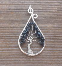 Load image into Gallery viewer, Drop/Peacock Style BLACK TOURMALINE Tree Of Life Wire Wrapped Pendant Stone Natural Gemstone