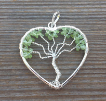 Load image into Gallery viewer, Heart Style PERIDOT Tree Of Life Wire Wrapped Pendant Stone Natural Gemstone