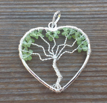 Load image into Gallery viewer, Heart Style PERIDOT Tree Of Life Wire Wrapped Pendant Stone Natural Gemstone