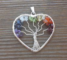 Load image into Gallery viewer, Heart Style 7 CHAKRA Tree Of Life Wire Wrapped Pendant Stone Natural Gemstone