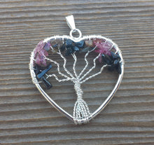 Load image into Gallery viewer, Heart Style MULTI TOURMALINE Tree Of Life Wire Wrapped Pendant Stone Natural Gemstone