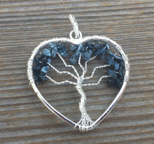 Load image into Gallery viewer, Heart Style SNOWFLAKE OBSIDIAN Tree Of Life Wire Wrapped Pendant Stone Natural Gemstone