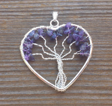 Load image into Gallery viewer, Heart Style AMETHYST Tree Of Life Wire Wrapped Pendant Stone Natural Gemstone