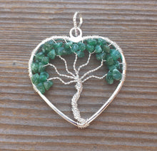 Load image into Gallery viewer, Heart Style JADE Tree Of Life Wire Wrapped Pendant Stone Natural Gemstone