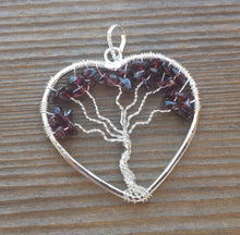Load image into Gallery viewer, Heart Style GARNET Tree Of Life Wire Wrapped Pendant Stone Natural Gemstone