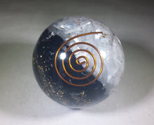 Load image into Gallery viewer, Medium (40-50mm) BLACK TOURMALINE And SELENITE Orgone Gemstone Sphere Orgone Sphere
