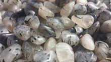 Load image into Gallery viewer, THREE (3) TOURMALATED QUARTZ Tumbled Stones Medium/Large Natural Tumble Stones