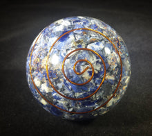 Load image into Gallery viewer, LARGE (60-70mm) SODALITE stone Orgone Gemstone Sphere Orgone Sphere